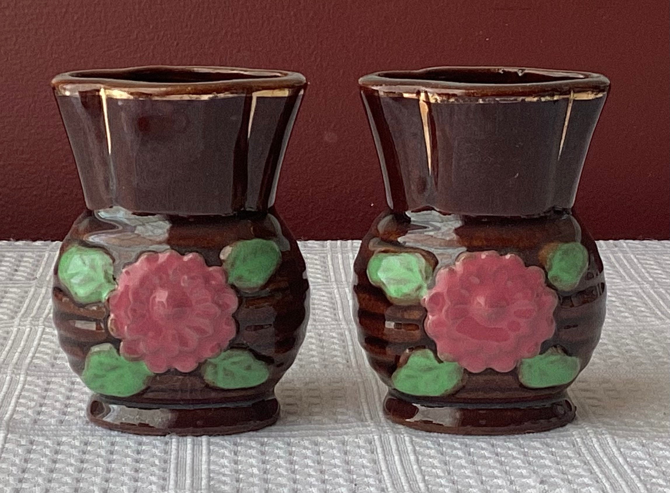 Pair Of Vintage Japanese Porcelain Miniature Bud Vases, 3" Tall