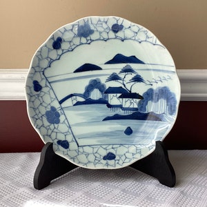 Antique Japanese Arita Blue & White Porcelain Plate, 11” W x 1 7/8” T, Unmarked