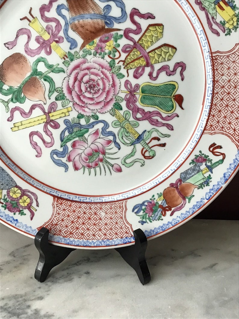 Vintage Japanese Porcelain Plate Hand Painted in Hong Kong 12 Etsy
