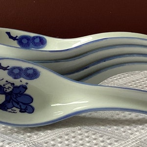 Set of 5 Vintage Chinese Figural Porcelain Spoons