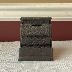 Antique Cast Iron Cash Register Coin Bank, Unmarked, 4.75” T x 4.25” W, Heavy