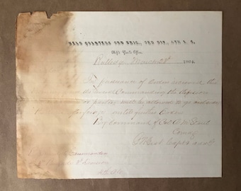 Civil War Hand Written Letter, 1864, Embossed Watermark, Head Quarters 3rd Brig. Letter Head