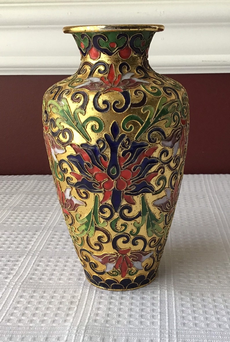 Vintage Chinese Cloisonn\u00e9 Vase