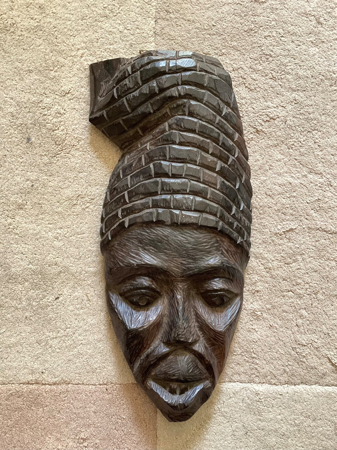 Vintage African Ebony Wooden Carved Mask Wall Decor., 15 1/4 T Etsy