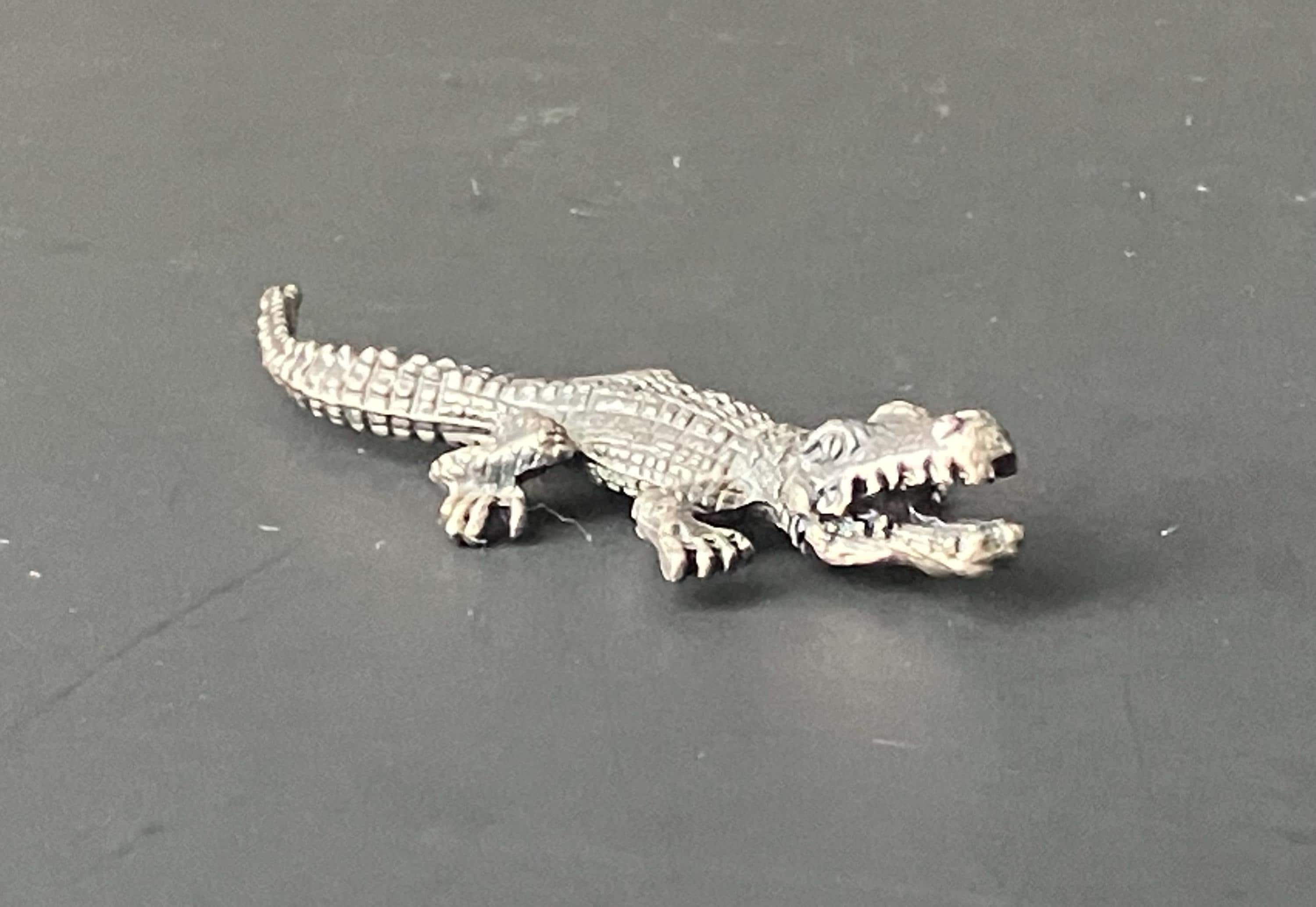 Vintage Miniature Pewter Crocodile/ Alligator Figurine, Unmarked