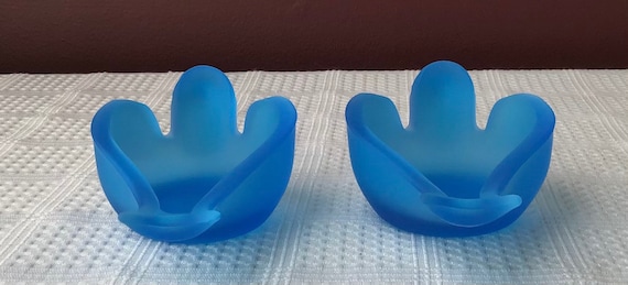 Pair Of Translucent Frosted Bird-Shape Trinket Di… - image 3