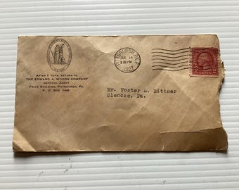 George Washington 2 Cent Canceled Stamp on an Opened Envelope, Postmark 1927, PA