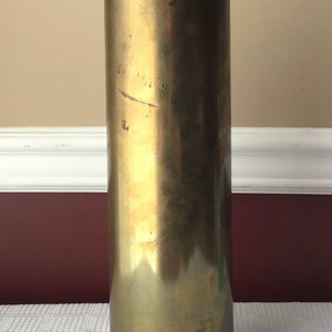 Vintage 1945 WWII Spent Brass Shell Casing, 105 MM.M14, 14 1/2