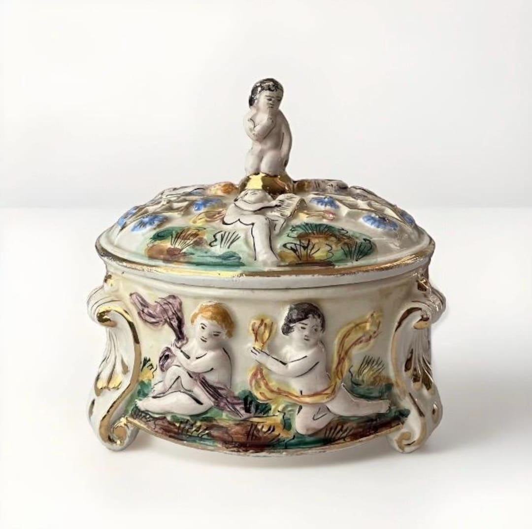 カポディモンテCapodimonte VTG Capodimonte Porcelain Covered Potpourri Bowl, Made in Italy - Etsy