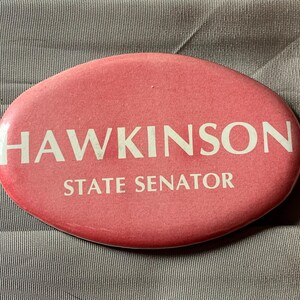 Vintage Carl Hawkinson Illinois State Senator Campaign Pinback Button, 1980’s