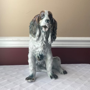 Fantastic VTG Large Hollohaza Szabo Porcelain Dog, English Setter, Hungary, 13” Tall