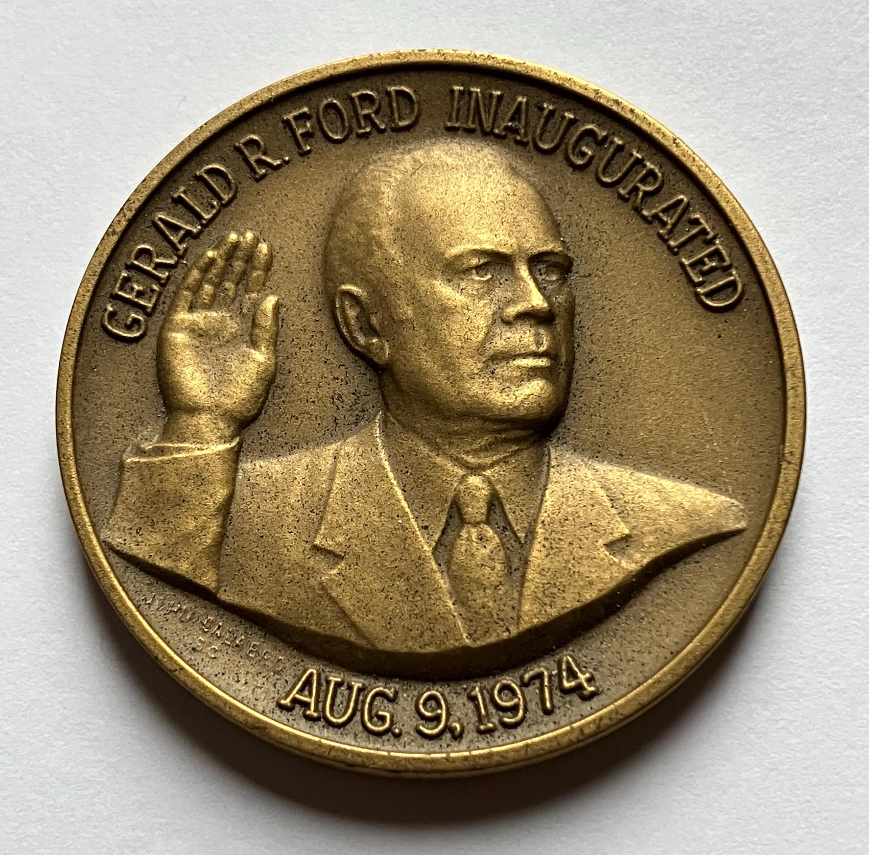 フォード大統領来日記念メダル1974年フランクリミント社 Gerald R. Ford Inaugurated 1974 Bronze Commemorative Medal, the