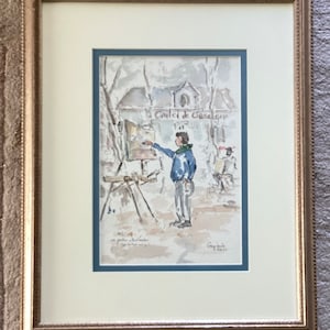 Vintage Original Lithograph By George Jacobs, Titled “un peinture a Montmartre”