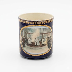 Vintage Karlsbad Cobalt Blue Spa Cup, Czech Republic Porcelain Souvenir Mug