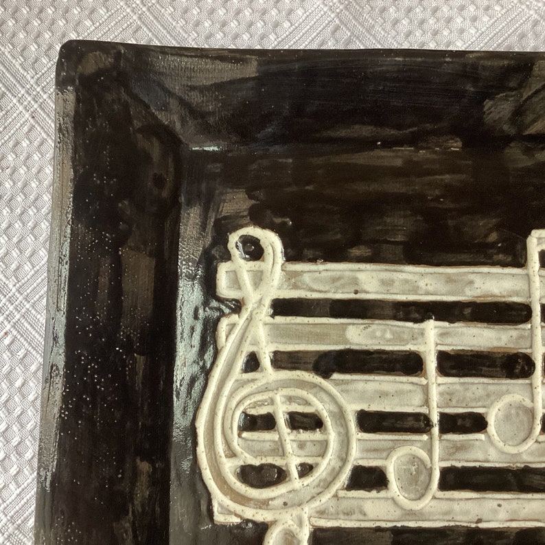 Vintage Ceramic Pottery Plate, Music Notes Design - Etsy