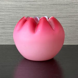 Antique Mt. Washington Satin Glass Rose Bowl, 4&quot; W x 3.5&quot; T