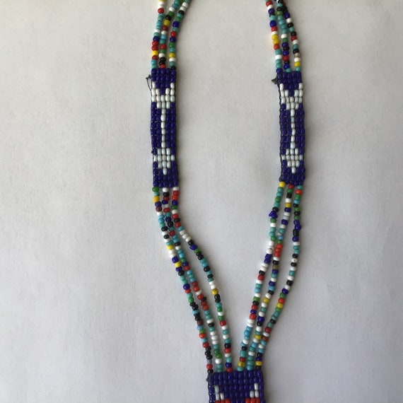 Vintage Native American Style Hand Beaded Necklace - image 3