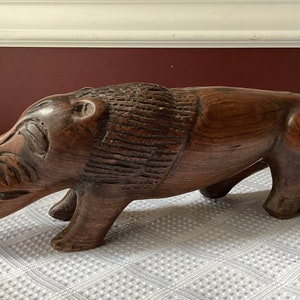Vintage Carved Wooden Lion Figurine, 12” Long x 4 1/4” Tall, 2 pounds and 3 Oz