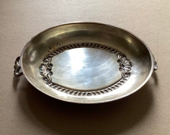 Antique Silver Color Tone Serving Dish Cover, Unmarked, 9" L. x 6 7/8" W.