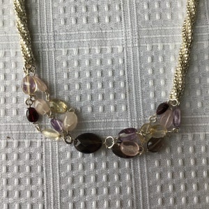 Ladies Italian Sterling Silver 925 Necklace With Stones, Made In Italy