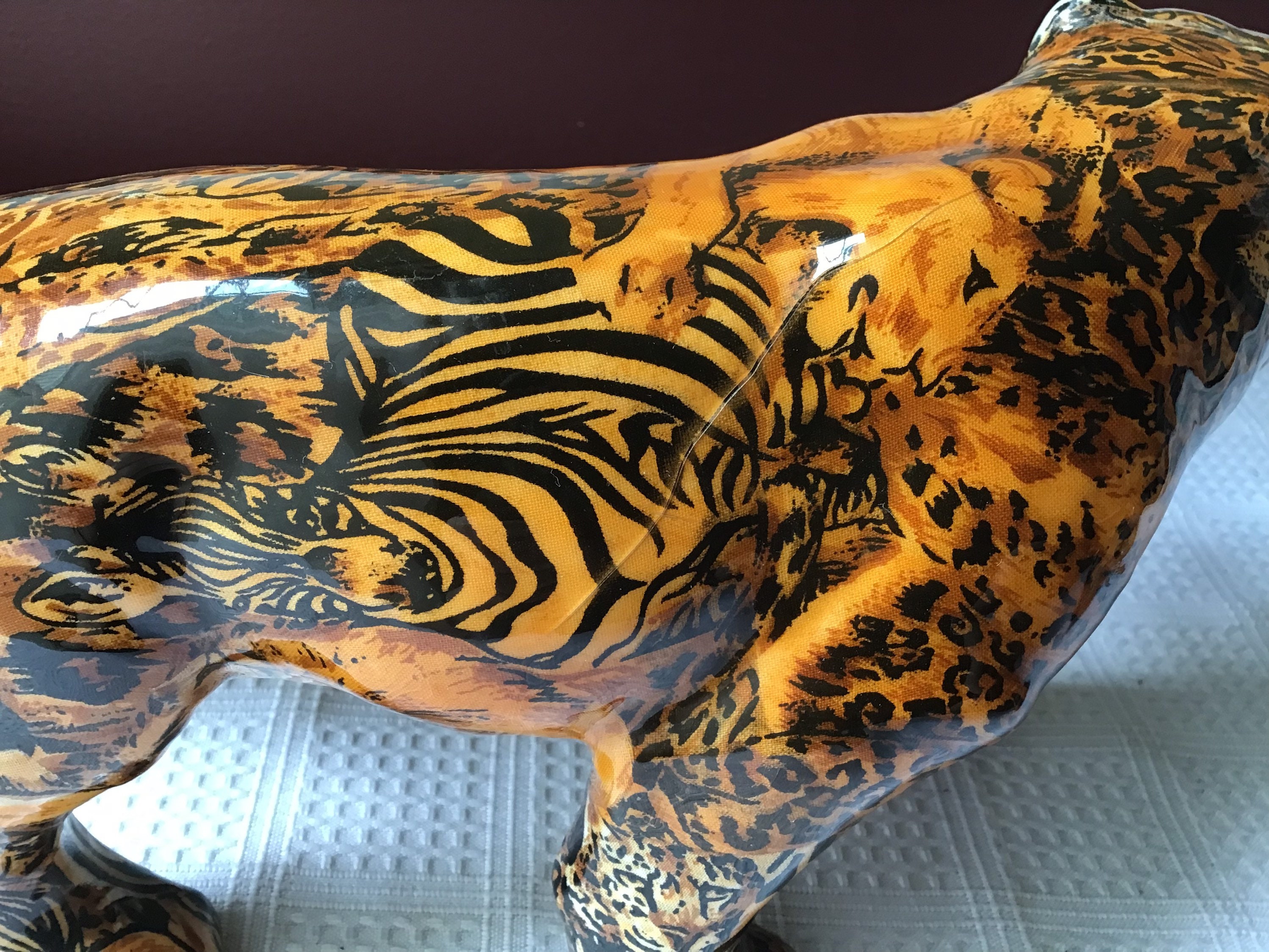 Lot of 3 Wild African Animal Shiny, Glazed Chalkware Figurines: Leopard ...
