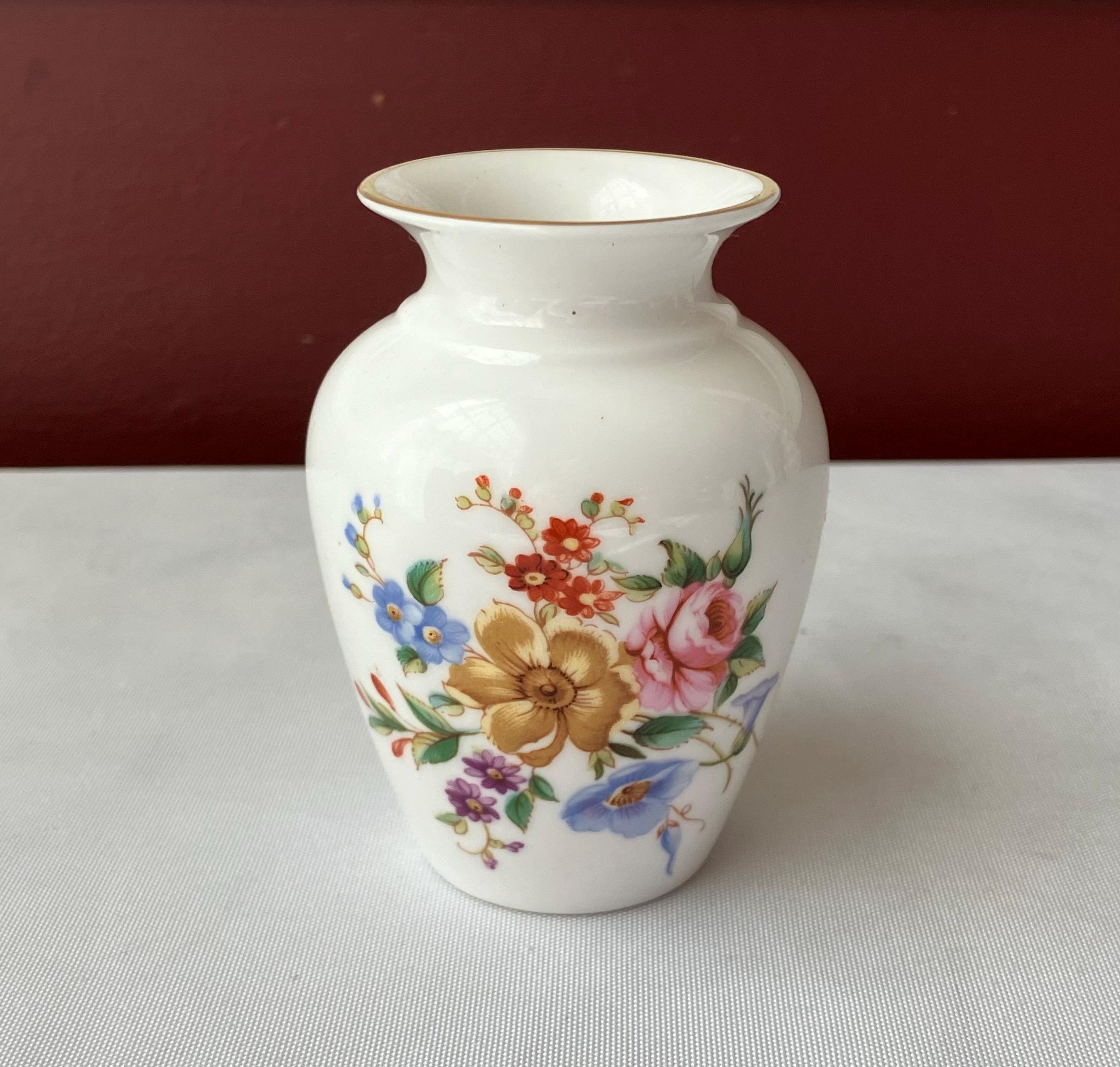 Vintage Miniature Royal Worcester Porcelain Floral Vase, 3” T