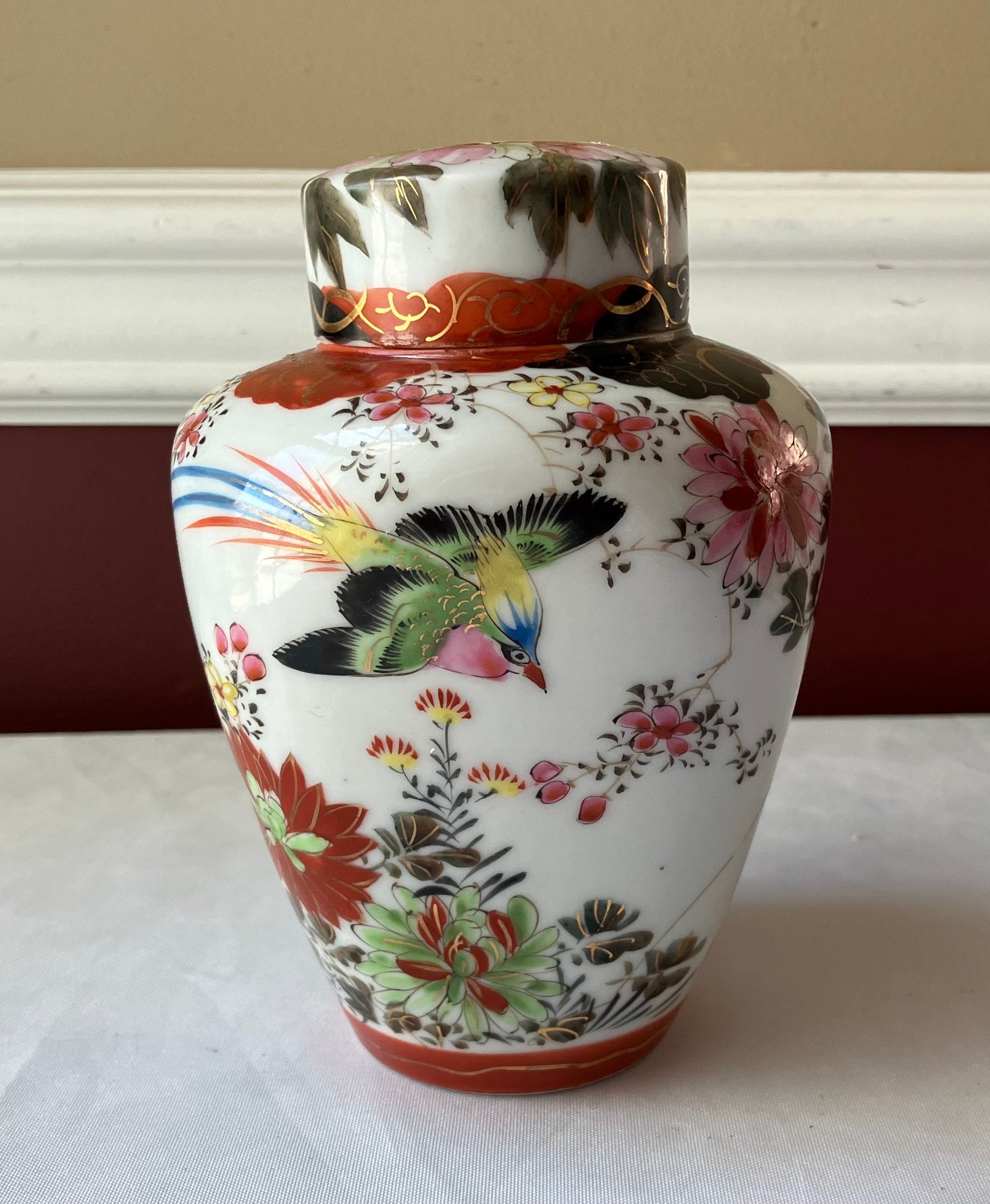 花瓶・フラワースタンド Kutani , antique Vintage Kutani Japanese Floral & Bird Vase Table Lamp, 24