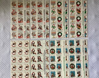 Lot of 8 Full Sheets of Christmas Seals from 1980+, Lung Association, Lot A4