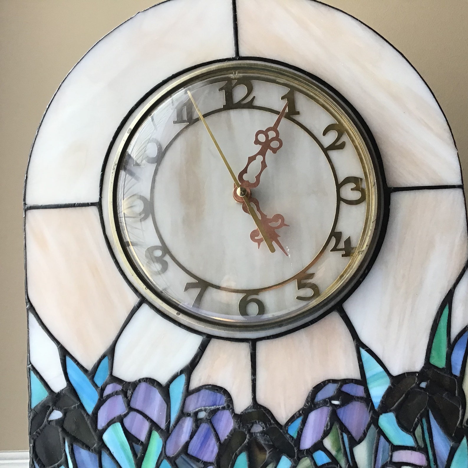 Vintage Tiffany Style Clock With Lights 20 1/2 Tall Etsy