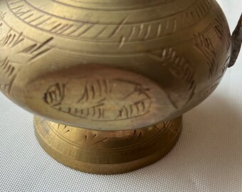 Vintage Small Decorative Turkish Brass Coffee Pot Figurine