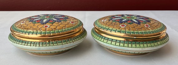 Pair Of Vintage Italian Hand Painted Ceramic Trin… - image 4