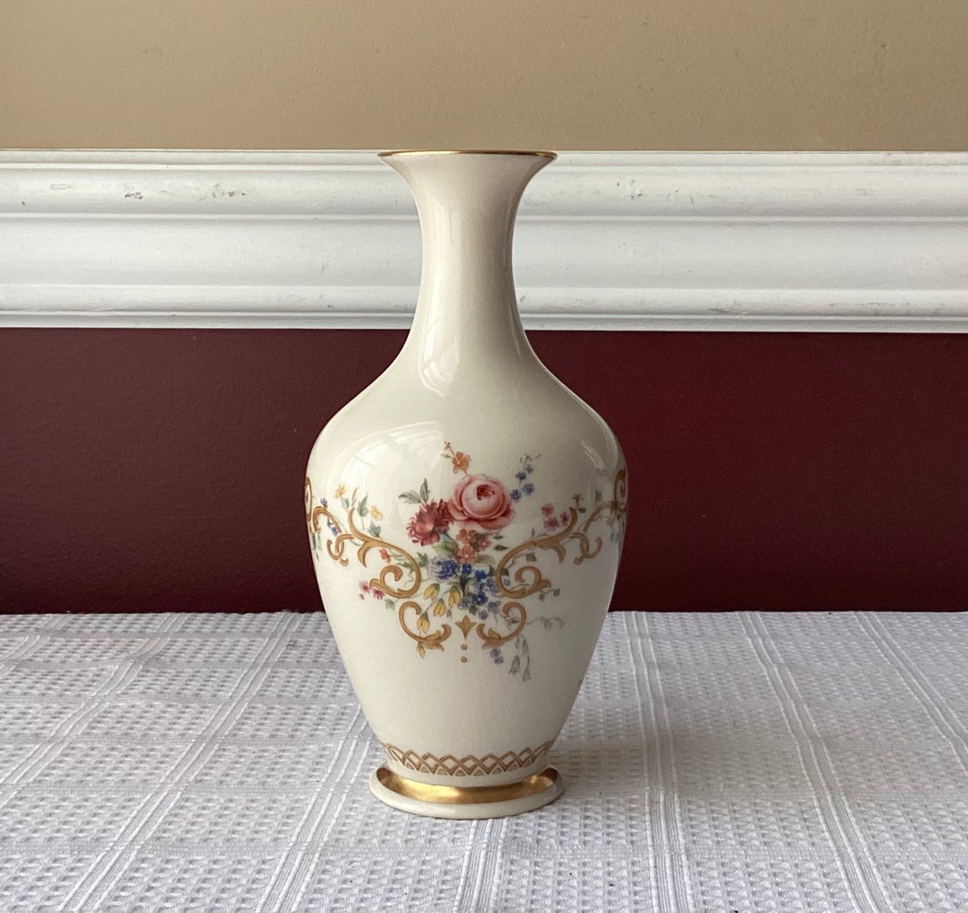 Vintage Lenox queens Garden Porcelain Vase Made in USA 7 Etsy