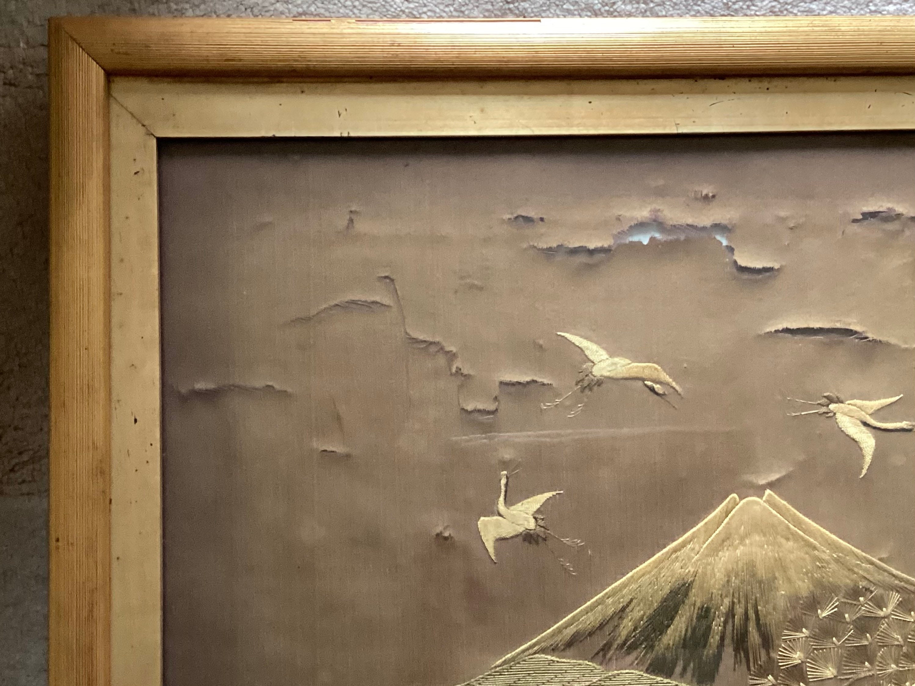 Antique Original Japanese Needlepoint Art on Fabric Fuji Etsy