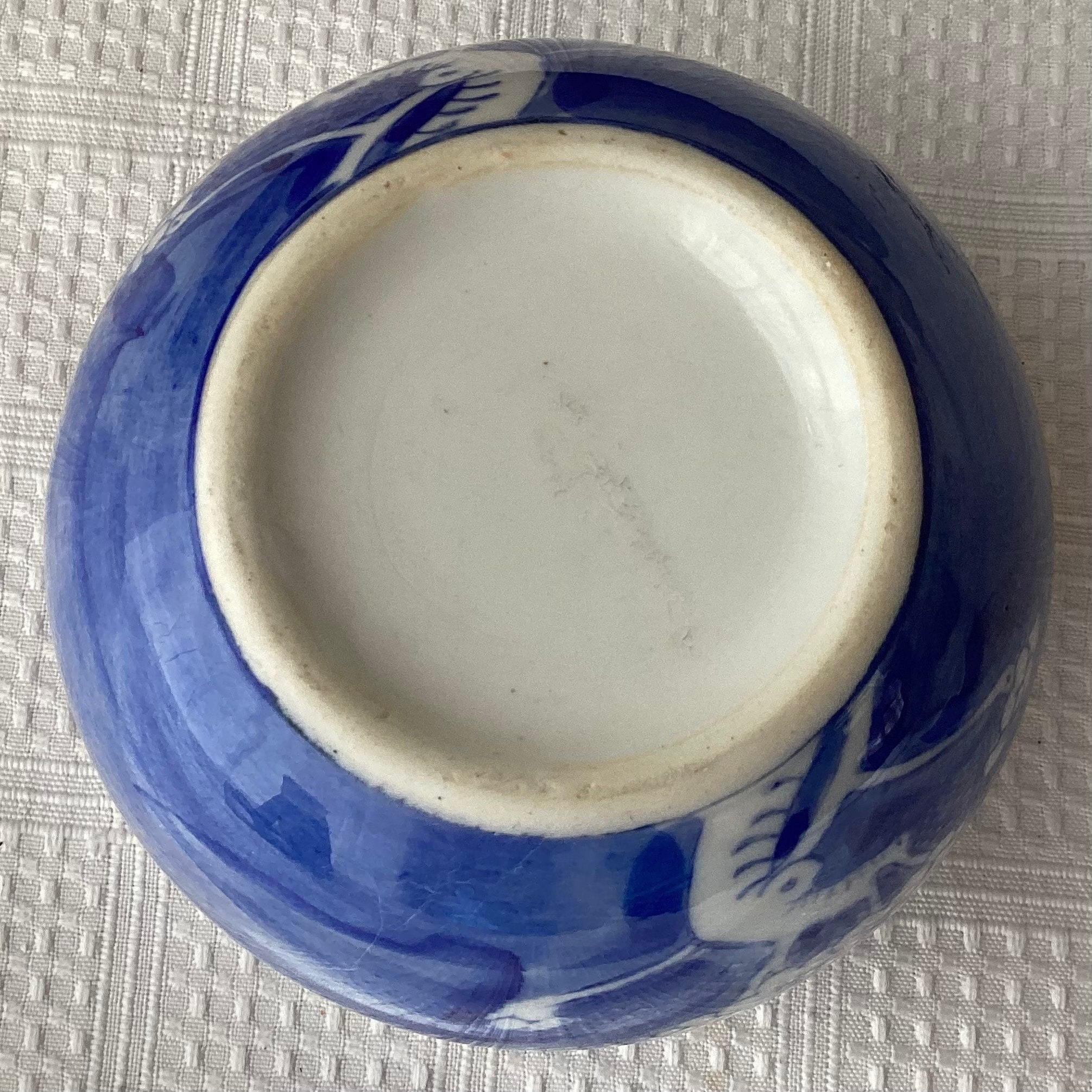 磁器-Porcelain VTG 20th C. Ming-style, Chinese Porcelain Blue & White Jar, 4 1/4