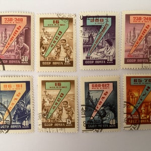 Lot of 8 Vintage USSR Russian 1959 Stamps