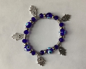 Turkish-style Evil Eye Bracelet, Adjustable/ Elastic Evil Eye Bracelet, Unused