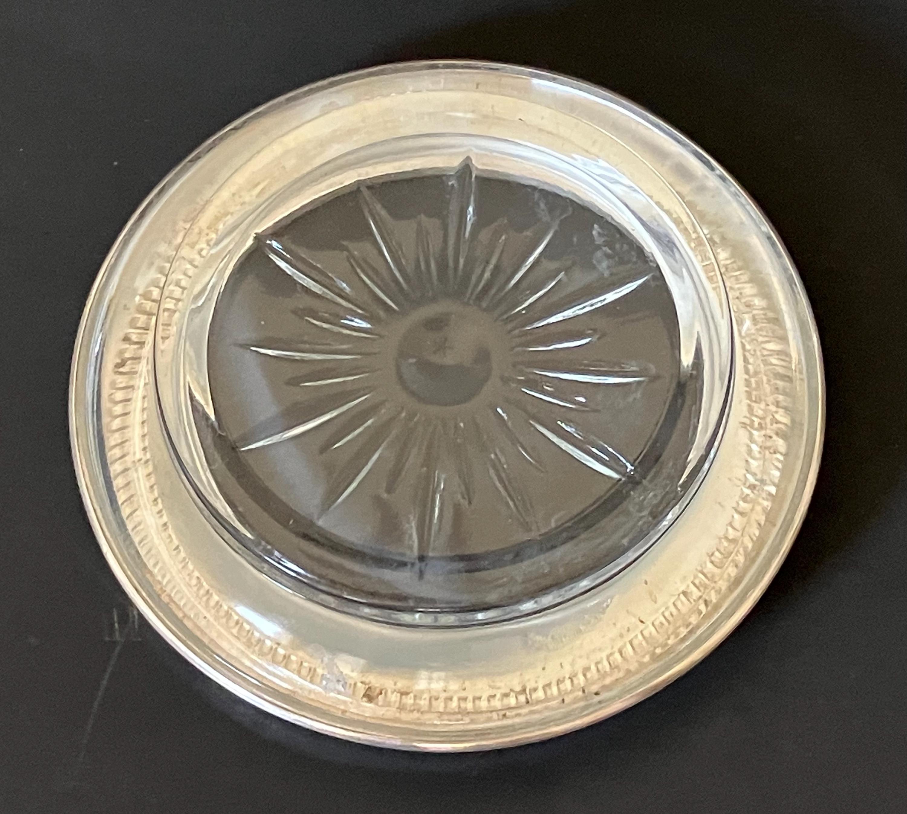 Vintage Frank M. Whiting & Co. Sterling Silver and Glass Coaster