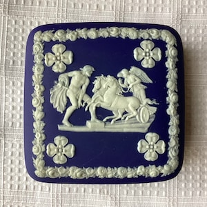 Vintage Wedgwood Porcelain Trinket Box, Made in England, Ancient Roman Style