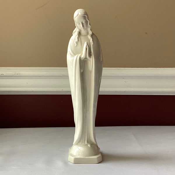 Goebel Golden Crown E & R Sacrart Porcelain Virgin Mary Figurine W. Germany, 11" T