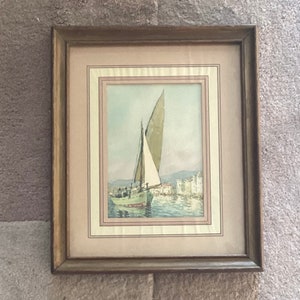 Vintage Lithograph of a Sailboat made in Switzerland