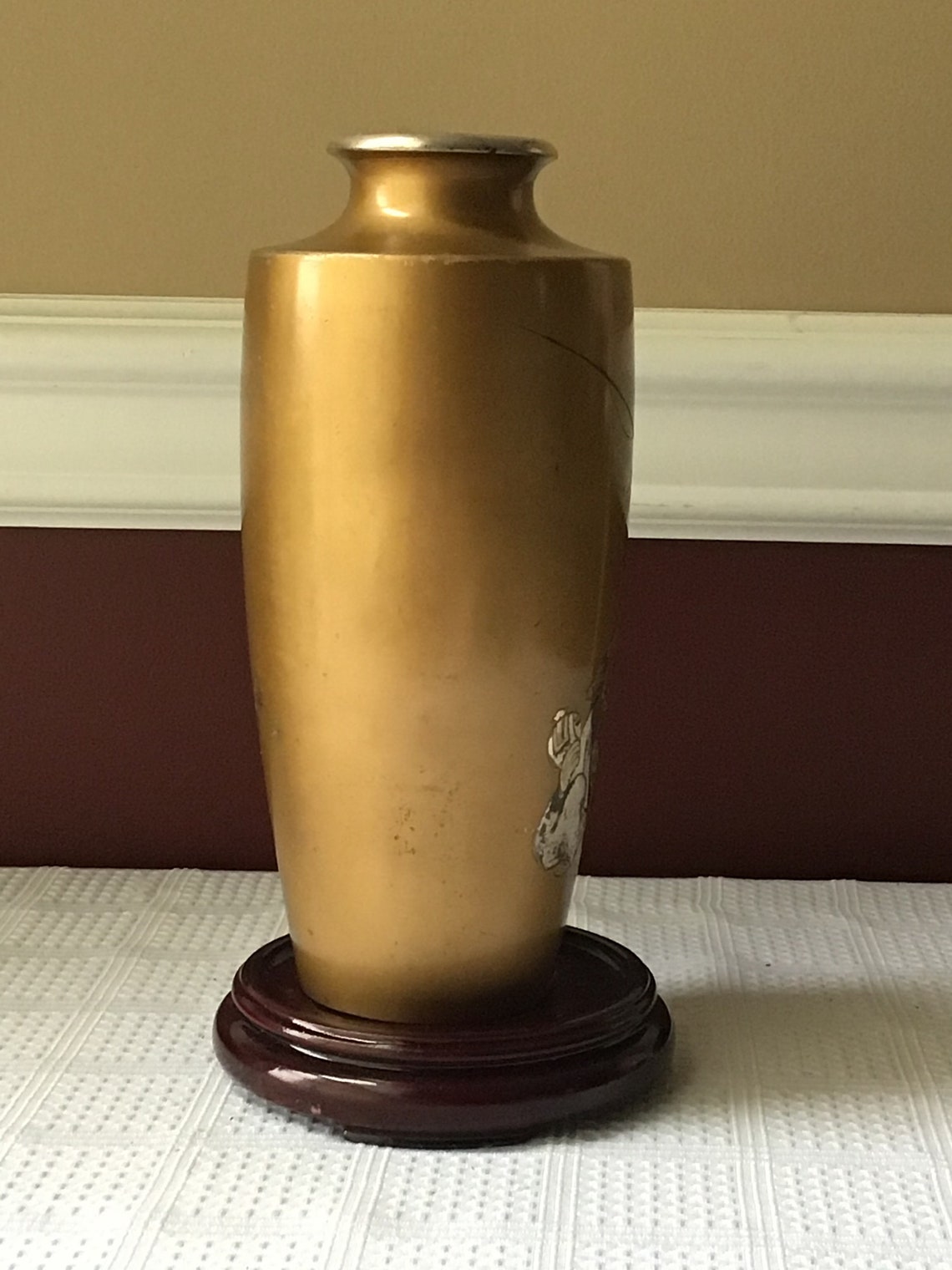 Vintage/ Antique Japanese Metal Vase 8 1/4 Etsy