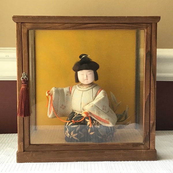 Japanese Dolls in Glass Case Etsy