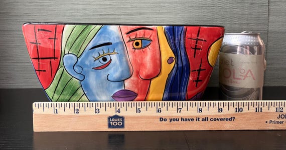 VTG Muzeum Hand Painted Picasso Ceramic Square Serving Bowl, 9 3/4