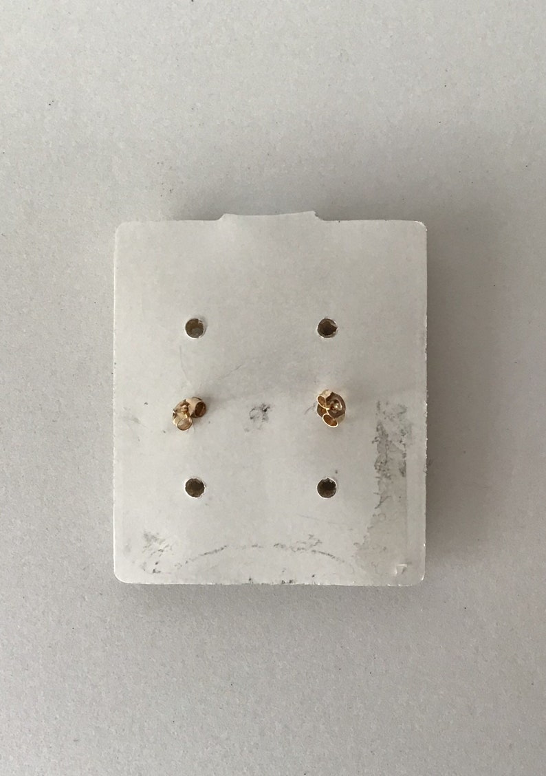Made in USA JCM One Pair of 10k Gold Stud Earrings with Cubic Zirconia in Box