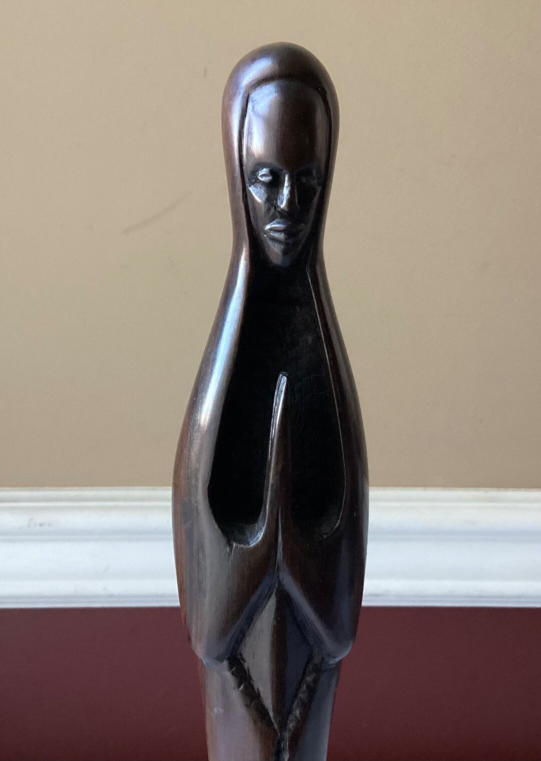 Vintage Carved Wooden Religious Statue Figure Praying Etsy