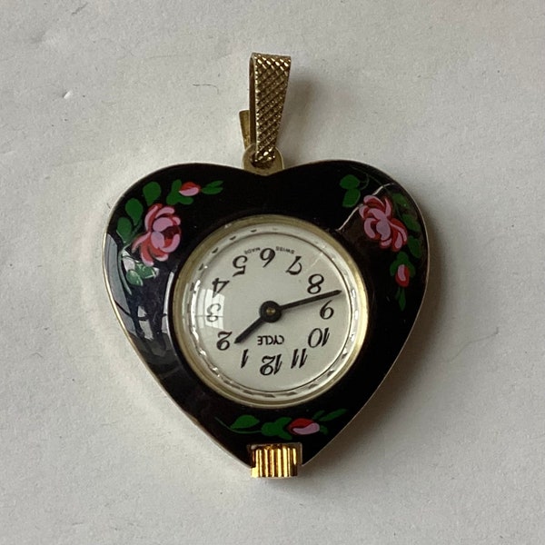 VTG Cycle Swiss Made Ladies Pendant Watch/ Sautoir, Floral Design (Not Working)