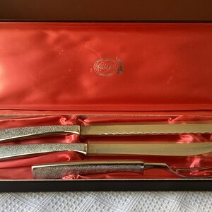 Set of Vintage Carved Hall Knives And Fork (3-Piece Set) in Box