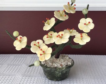 Vintage Jade Flower Pot Figurine