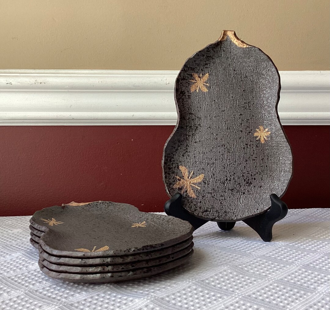 Set of 5 Vintage Ceramic Sushi Plates Gourdeshape Etsy