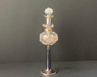 VTG Handmade Egyptian Blown Glass Perfume Bottle, Fish Design, 6.75” T